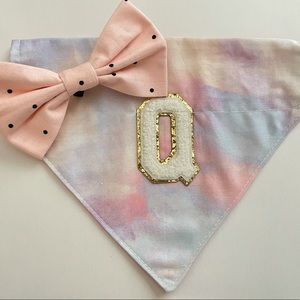 SOLD Dog Bandana - Q - Personalized + Polka-Dot Bow tie (2pcs)